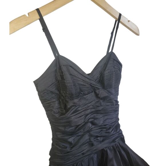 NWT BCBGMAXAZRIA Black Silk Taffeta  Mini Bubble Dress 80s Carrie Bradshaw 2 - Picture 4 of 14